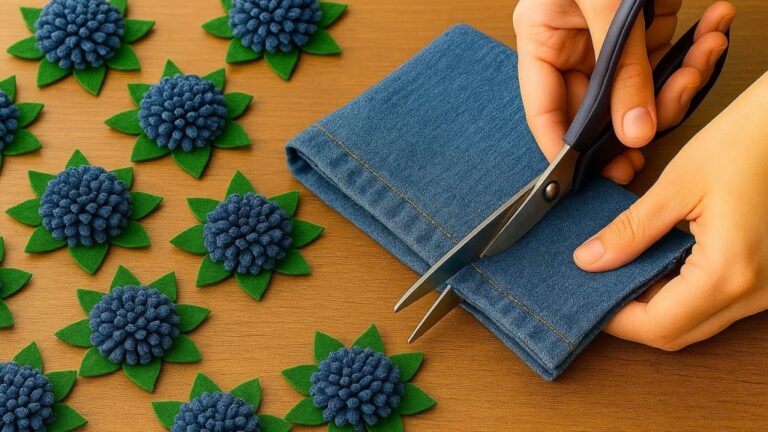 Questo semplice gesto trasforma vecchi jeans in splendidi fiori decorativi…