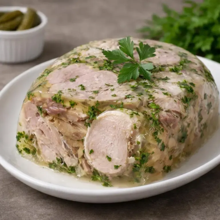 Stinco di maiale freddo in gelatina con prezzemolo e aromi