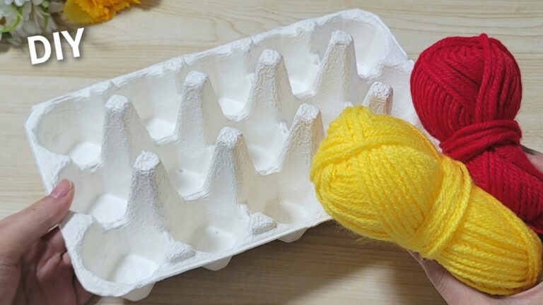 9 Idee DIY per Decorazioni Pasquali con Cartoni delle Uova e Filo