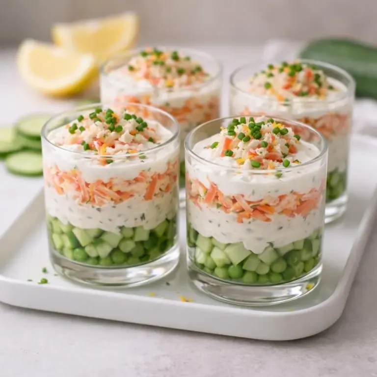 Verrine fresca di cetrioli e carote con salmone affumicato e salsa al limone